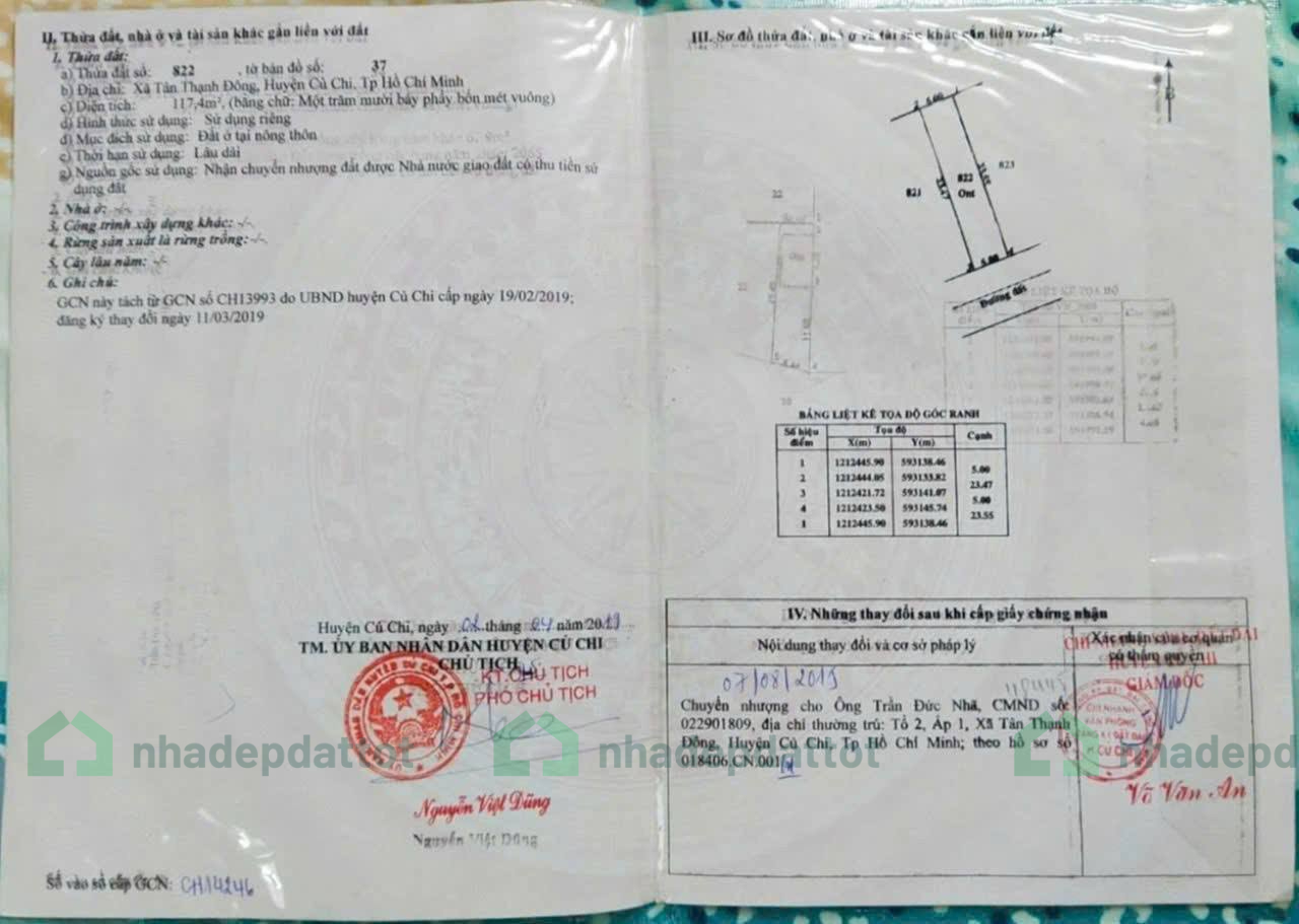 CHÍNH CHỦ CẦN BÁN ĐẤT ĐẸP – XÃ TÂN THẠNH ĐÔNG