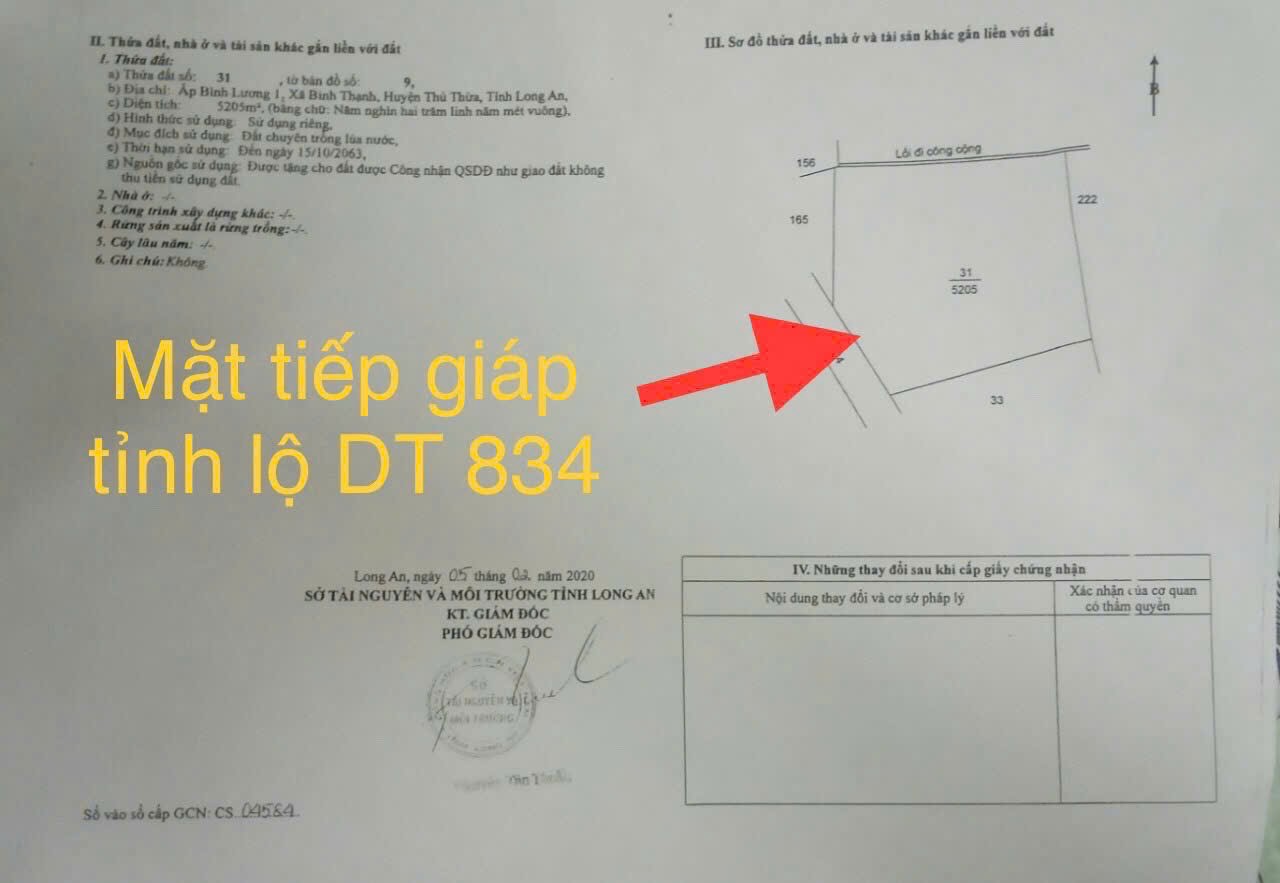 🔥 CƠ HỘI ĐẦU TƯ HIẾM CÓ - 5.200m2 ĐẤT MẶT TIỀN ĐƯỜNG TỈNH 834🔥
