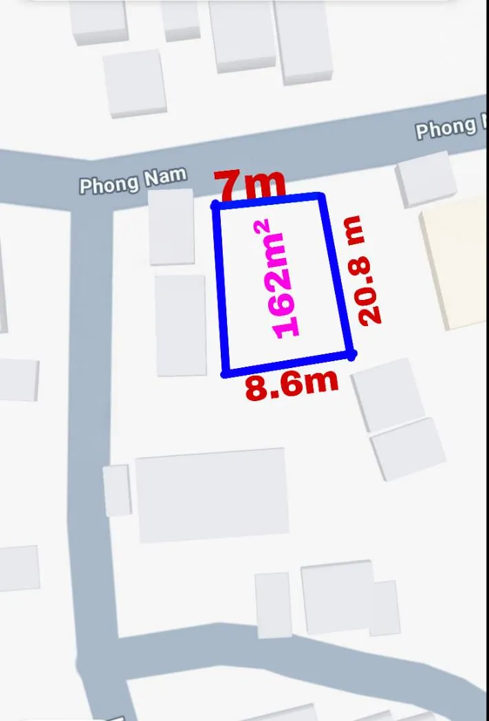 Mặt tiền đường Phong Nam Hòa Châu Đà Nẵng. Đường 7.5m .Đang thi công nâng lên 10.5m