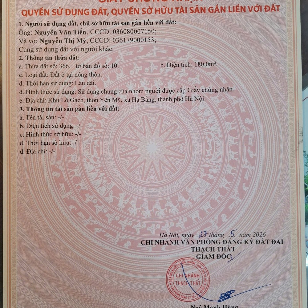 Khu Lỗ Gạch, thôn Yên Mỹ xã Bình Yên, Thạch Thất (nay là xã Hạ Bằng), TP. Hà Nội